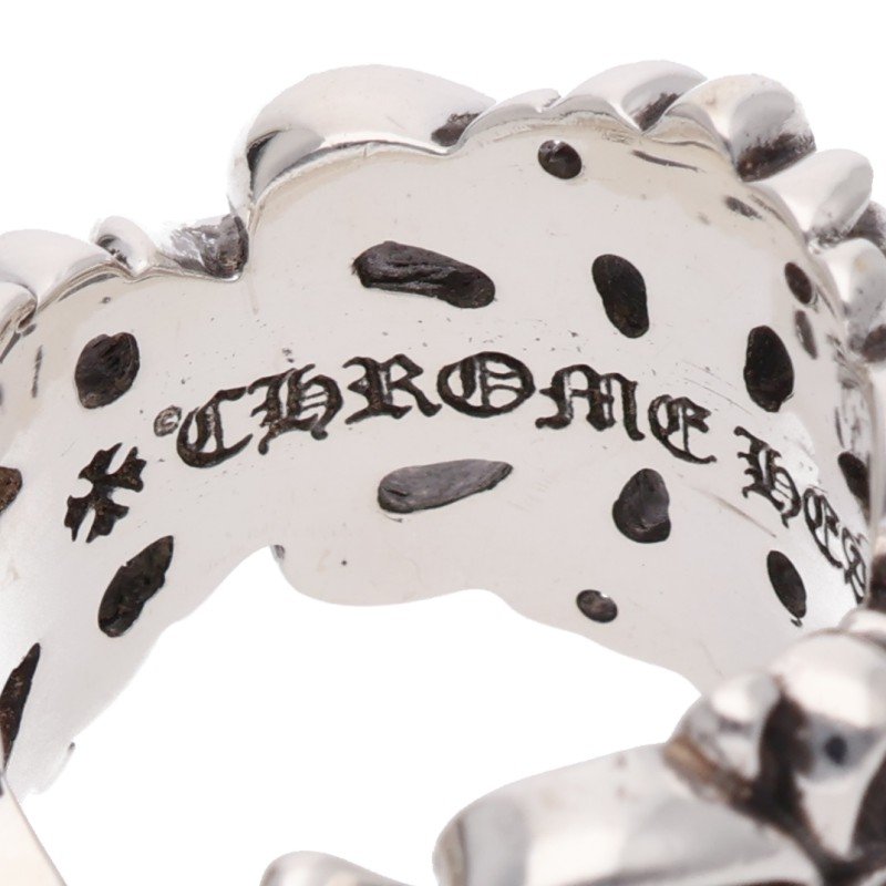 Chrome Hearts 925 DBL FLRL CRS Silver Ring Size ONE SIZE