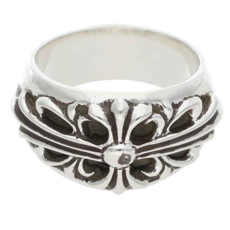 Chrome Hearts FLRL CRS Floral Cross Silver Ring Size 18.5