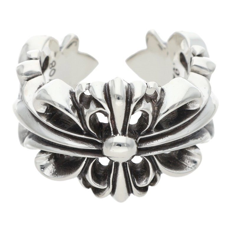 Chrome Hearts DBL FLRL CRS 925 Silver Ring Size 22.5