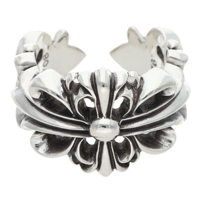 Chrome Hearts DBL FLRL CRS 925 Silver Ring Size 22.5