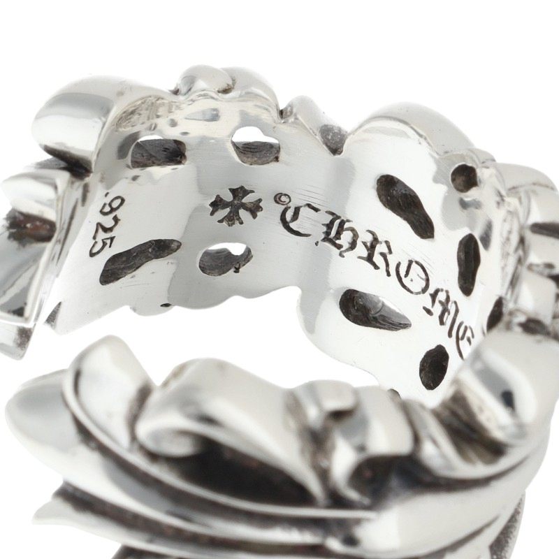 Chrome Hearts DBL FLRL CRS 925 Silver Ring Size 22.5