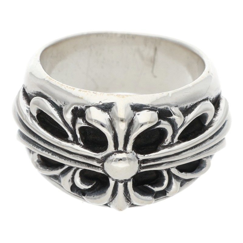 Chrome Hearts FLRL CRS Floral Cross Silver Ring Size 10.5