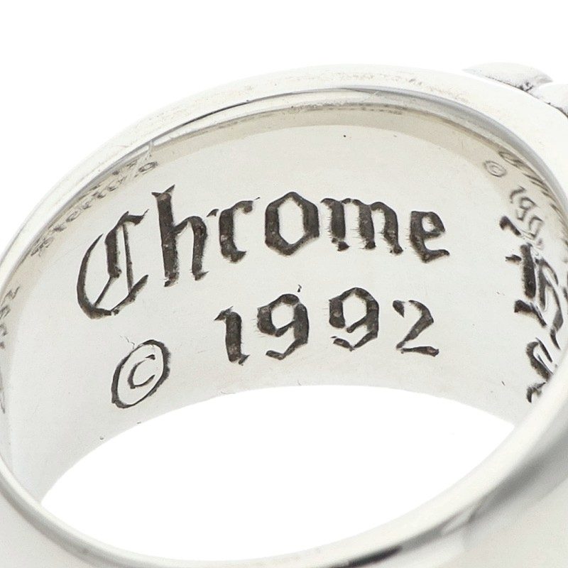 Chrome Hearts FLRL CRS Pave Diamond Silver Ring Size 14.5