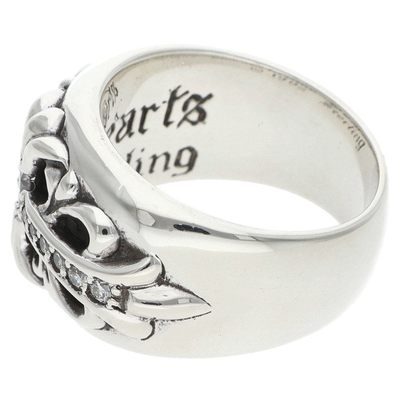 Chrome Hearts FLRL CRS Pave Diamond Silver Ring Size 14.5