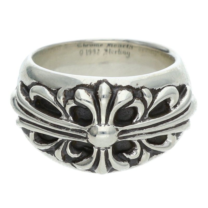 Chrome Hearts FLRL CRS Floral Cross Silver Ring Size JP 16.5