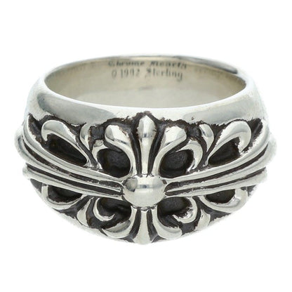 Chrome Hearts FLRL CRS Floral Cross Silver Ring Size JP 16.5