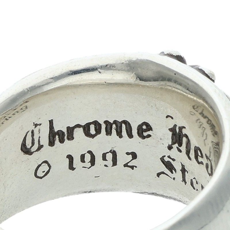 Chrome Hearts FLRL CRS Floral Cross Silver Ring Size JP 16.5