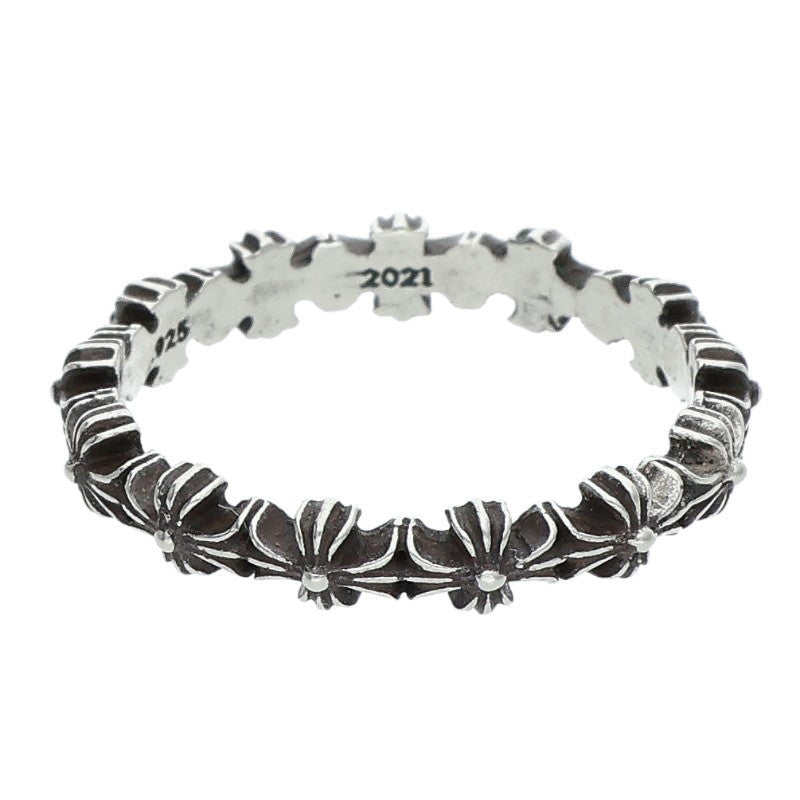 Chrome Hearts Tiny E CH Plus Band Silver Ring Size ONE SIZE