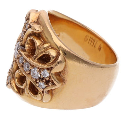 Chrome Hearts 22K Keeper Pave Gold Ring Size ONE SIZE