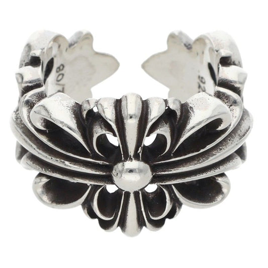 Chrome Hearts DBL FLRL CRS Silver Ring Size 12.5