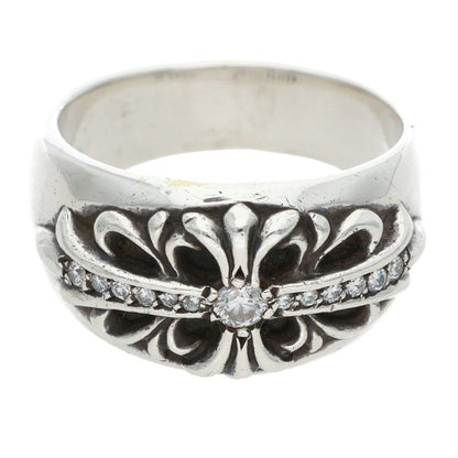 Chrome Hearts FLRL CRS PAVE Silver Ring Size ONE SIZE