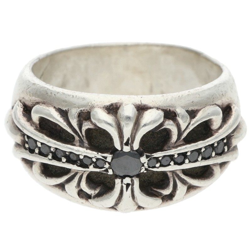 Chrome Hearts FLRL CRS P BLKDIA Pave Dia Ring Size JP 21