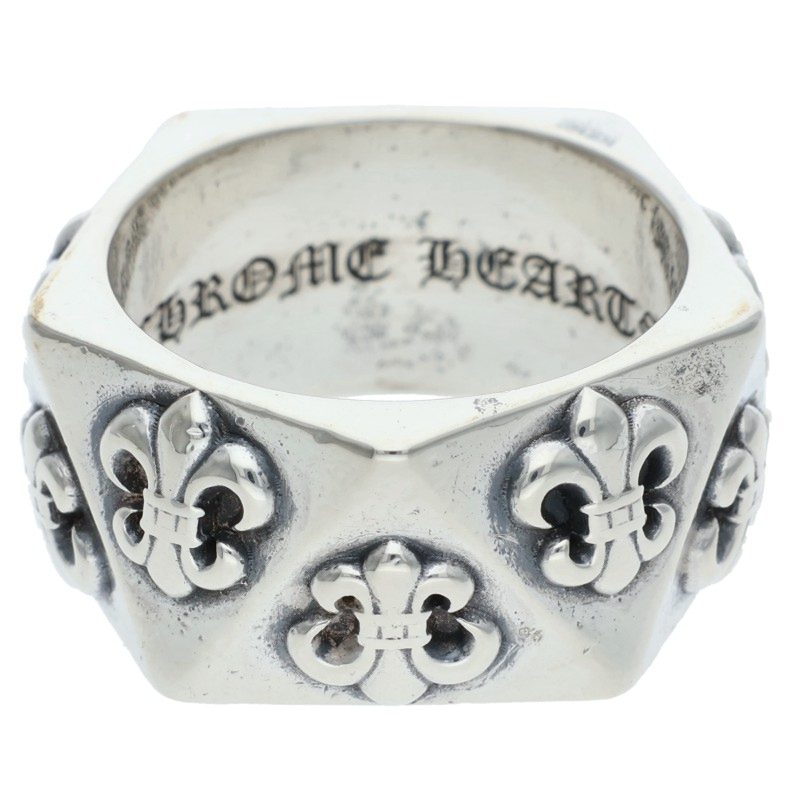 Chrome Hearts PENTAGON BS Fleur Silver Ring Size 18.5