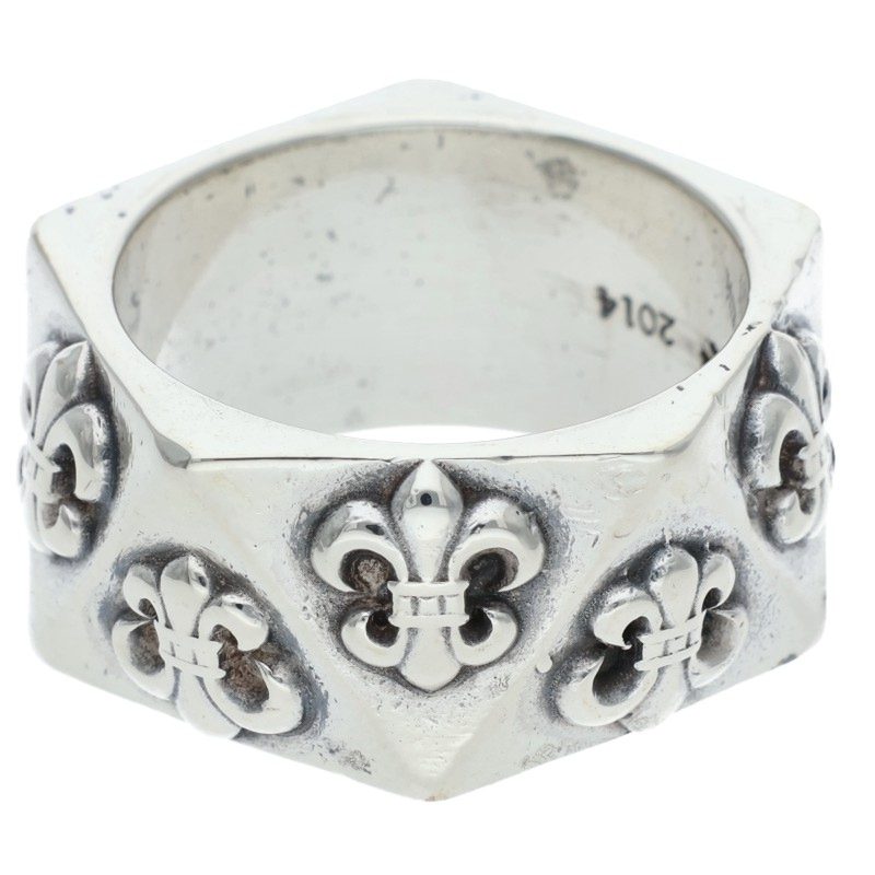 Chrome Hearts PENTAGON BS Fleur Silver Ring Size 18.5