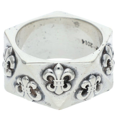 Chrome Hearts PENTAGON BS Fleur Silver Ring Size 18.5