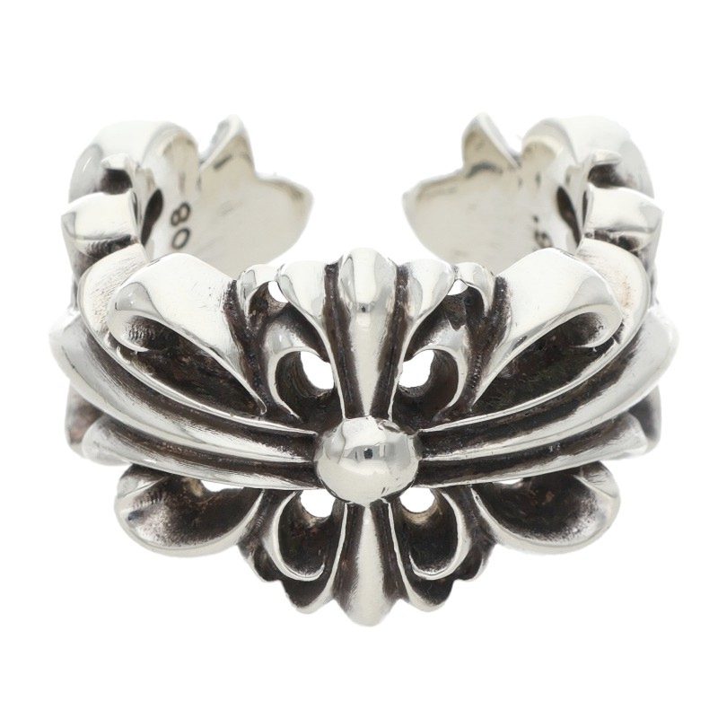 Chrome Hearts DBL FLRL CRS Silver Ring Size ONE SIZE