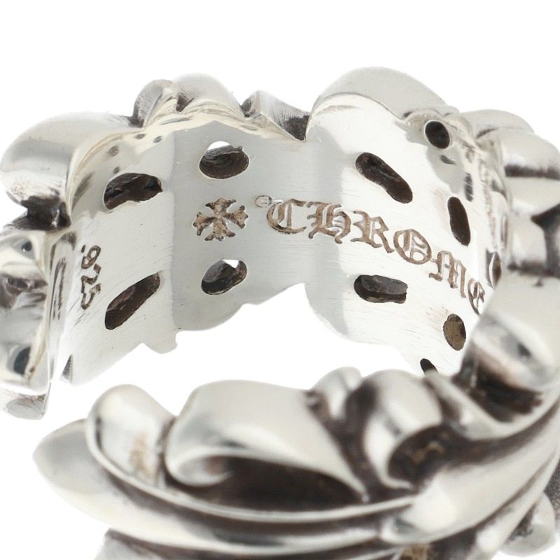 Chrome Hearts DBL FLRL CRS Silver Ring Size ONE SIZE