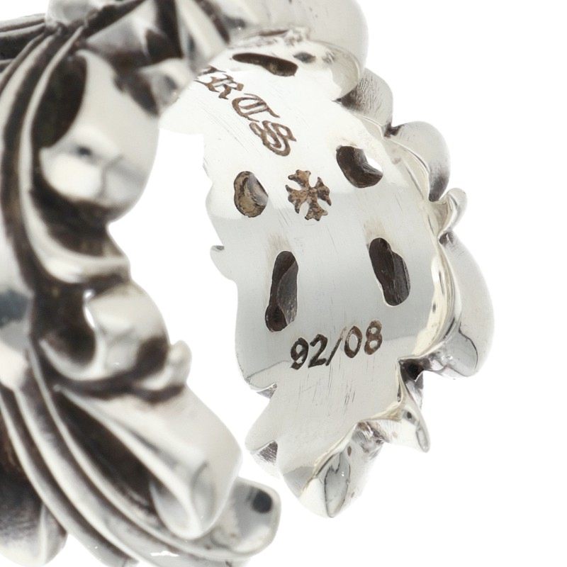 Chrome Hearts DBL FLRL CRS Silver Ring Size ONE SIZE