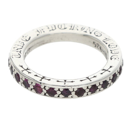 Chrome Hearts TFL PAVE Pink Sapphire Ring Silver Size JP 4
