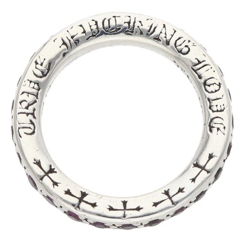 Chrome Hearts TFL PAVE Pink Sapphire Ring Silver Size JP 4
