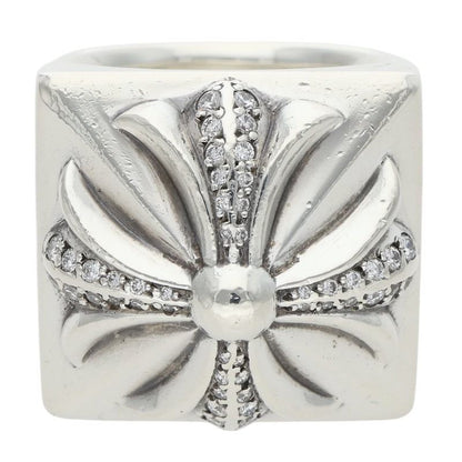 Chrome Hearts Silver CH Plus Diamond Ring Size JP 16.5