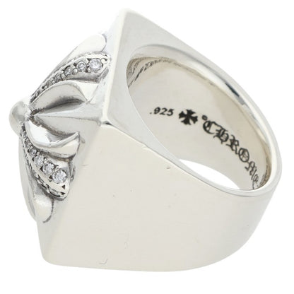 Chrome Hearts Silver CH Plus Diamond Ring Size JP 16.5