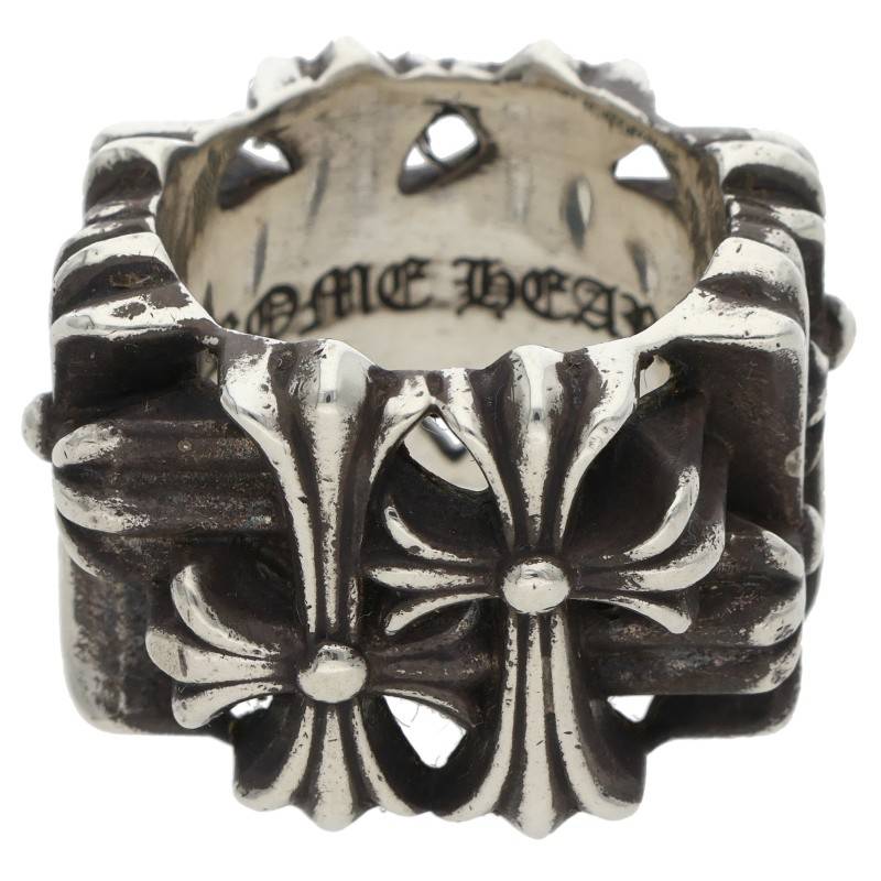 Chrome Hearts Square Cemetery Cross Silver Ring Size JP 12