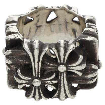 Chrome Hearts Square Cemetery Cross Silver Ring Size JP 12