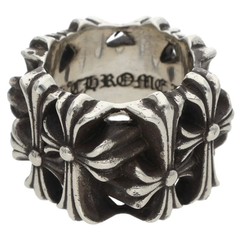 Chrome Hearts Square Cemetery Cross Silver Ring Size JP 12