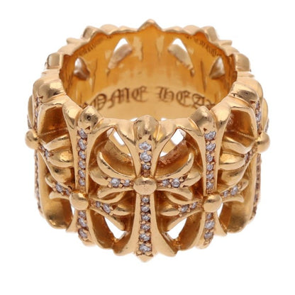 Chrome Hearts 22K Yellow Gold Cemetery D Ring Size JP 12