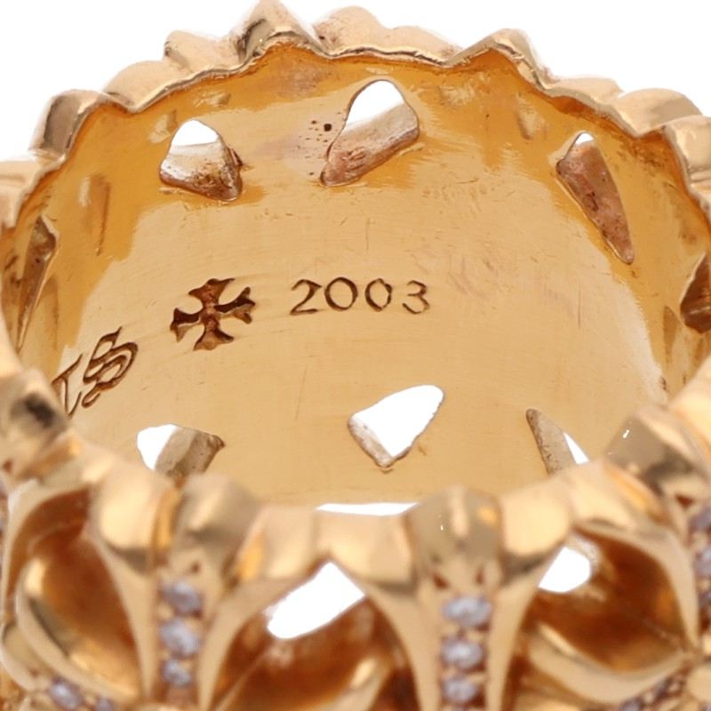 Chrome Hearts 22K Yellow Gold Cemetery D Ring Size JP 12