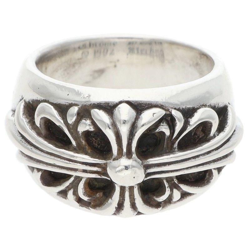 Chrome Hearts FLRL CRS Floral Cross Silver Ring Size JP 13