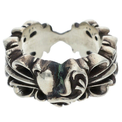 Chrome Hearts DBL FLRL CRS HRT Silver Ring Size 16.5