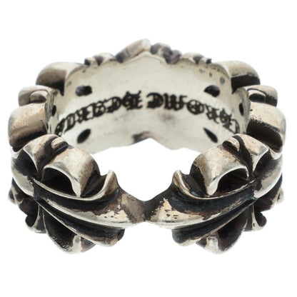 Chrome Hearts DBL FLRL CRS HRT Silver Ring Size 16.5