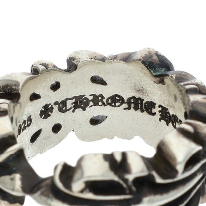 Chrome Hearts DBL FLRL CRS HRT Silver Ring Size 16.5