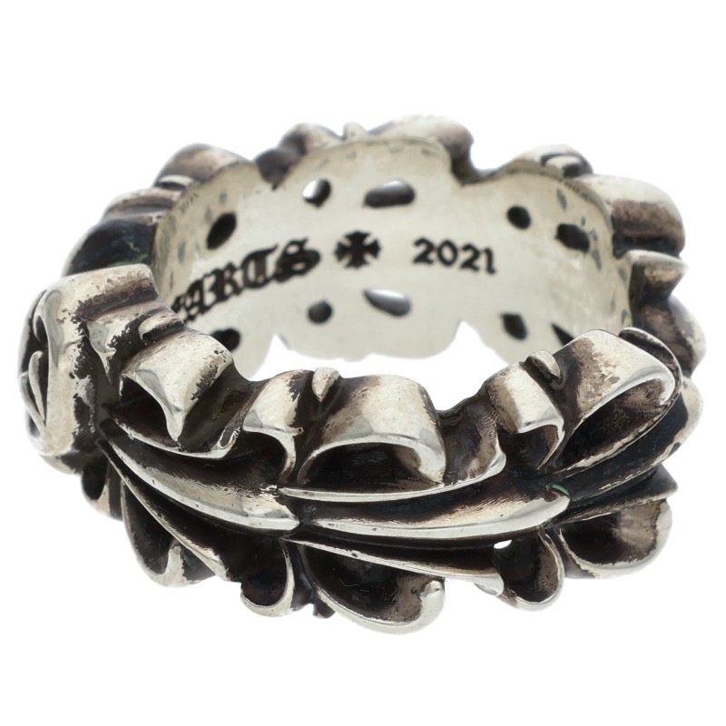 Chrome Hearts DBL FLRL CRS HRT Silver Ring Size 16.5