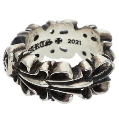 Chrome Hearts DBL FLRL CRS HRT Silver Ring Size 16.5