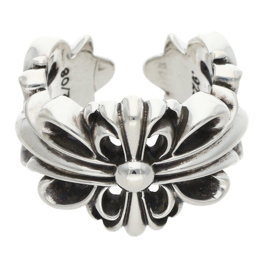Chrome Hearts Double Floral Cross Silver Ring Size ONE SIZE