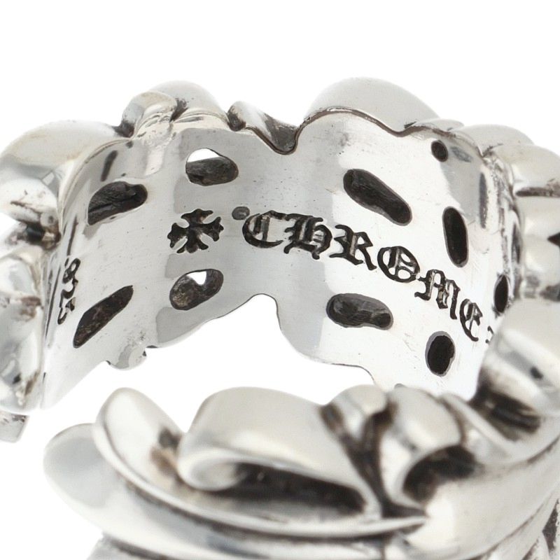 Chrome Hearts Double Floral Cross Silver Ring Size ONE SIZE