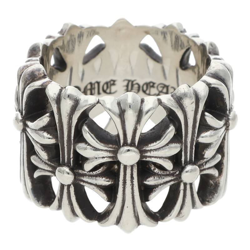 Chrome Hearts 925 Silver Cemetery Cross Ring Size JP 18.5
