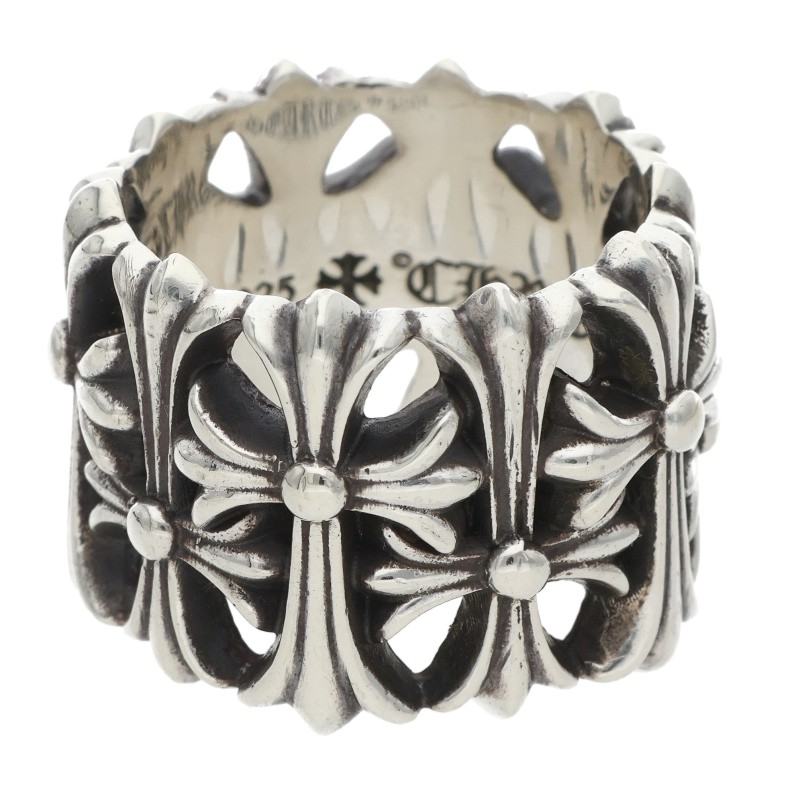 Chrome Hearts 925 Silver Cemetery Cross Ring Size JP 18.5