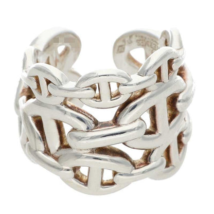 HERMES Chaine d'Ancre Enchainee GM Silver Ring Size 53