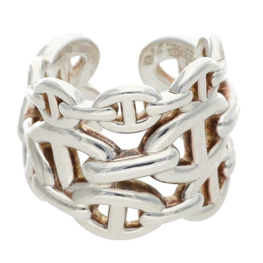 HERMES Chaine d'Ancre Enchainee GM Silver Ring Size 53