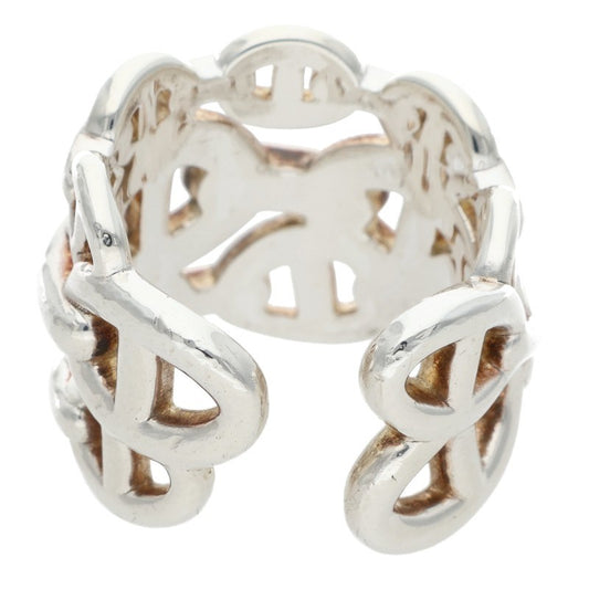 HERMES Chaine d'Ancre Enchainee GM Silver Ring Size 53