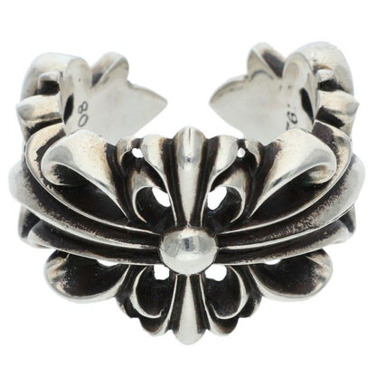 Chrome Hearts Double Floral Cross Silver Ring Size JP 23.5