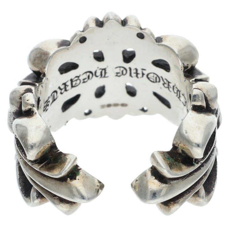 Chrome Hearts Double Floral Cross Silver Ring Size JP 23.5
