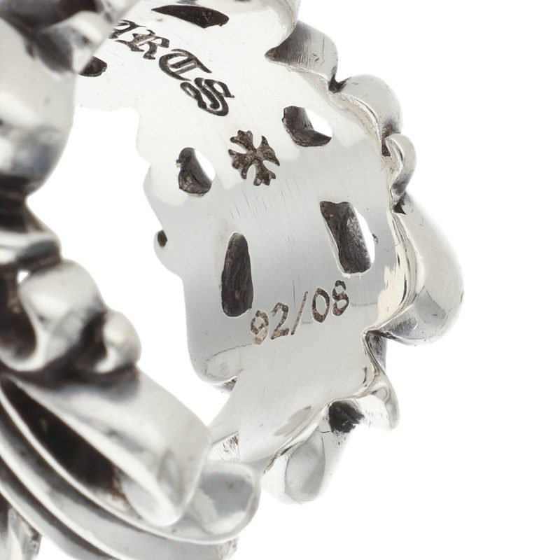 Chrome Hearts DBL FLRL CRS Silver Ring Size ONE SIZE