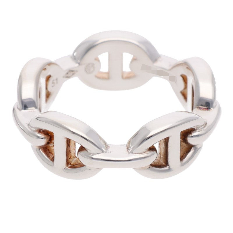 HERMES Chaine d'Ancre Enchainee PM Silver Ring Size 51