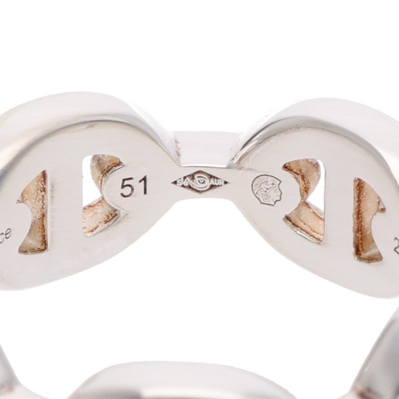 HERMES Chaine d'Ancre Enchainee PM Silver Ring Size 51