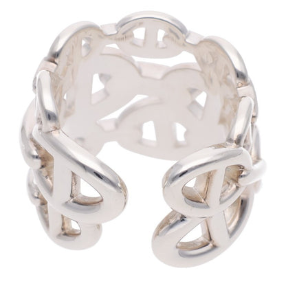 HERMES Chaine d'Ancre Enchainee GM Silver Ring Size 57